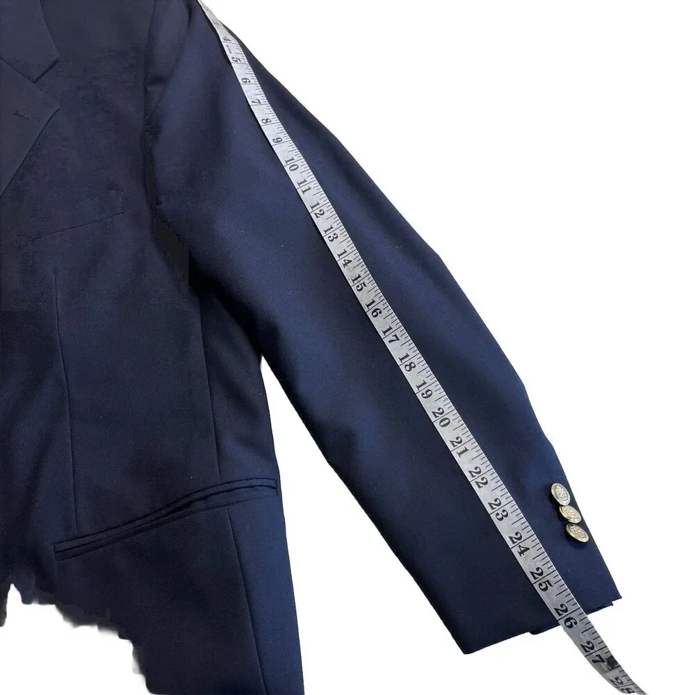 Dario di Napoli Mens 50R Wool Blazer Italy Navy Blue Gold Button Sport Coat NWoT